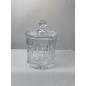 Cut Crystal Candy Dish Cracker Jar with Lid Vertical Cut Decorative Storage